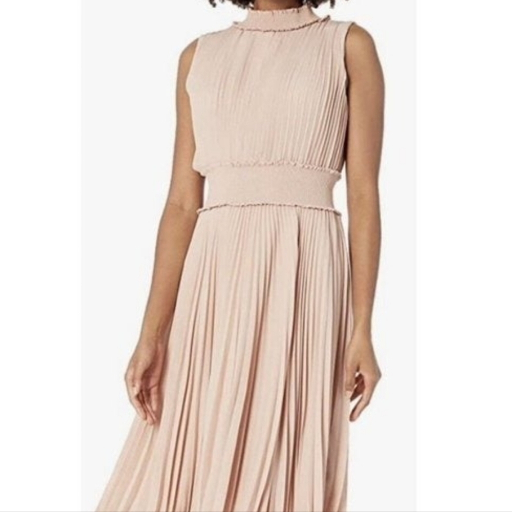 Nanette Lepore Ruched pleated High Neck Pleated Pastel Blush Pink Size 8